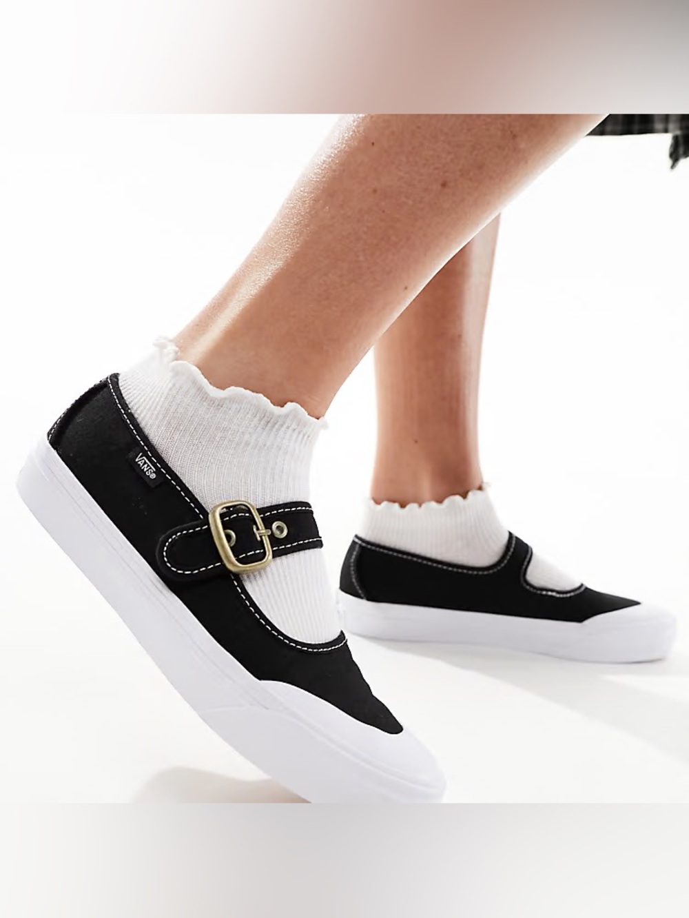 Vans Black Mary Jane Canvas Flats with Brass Buckle - Picture 3 of 8